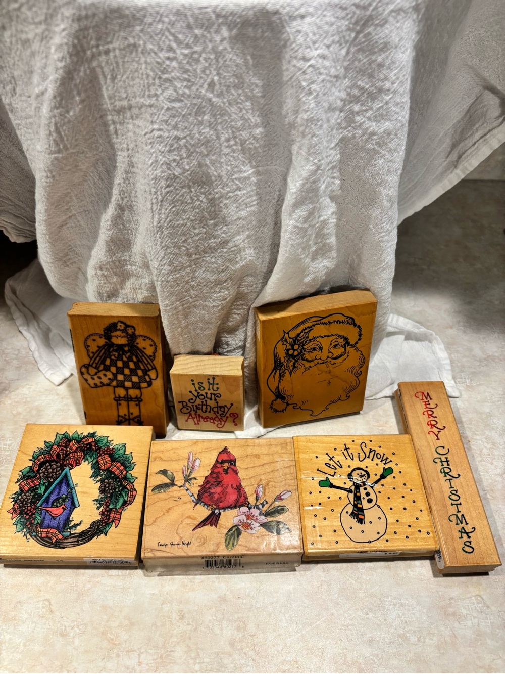 Lot of 7 Vintage Wooden Stamps